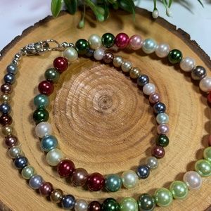 ✔️✔️Faux Pearl Multicolored Necklace- 20 inches
